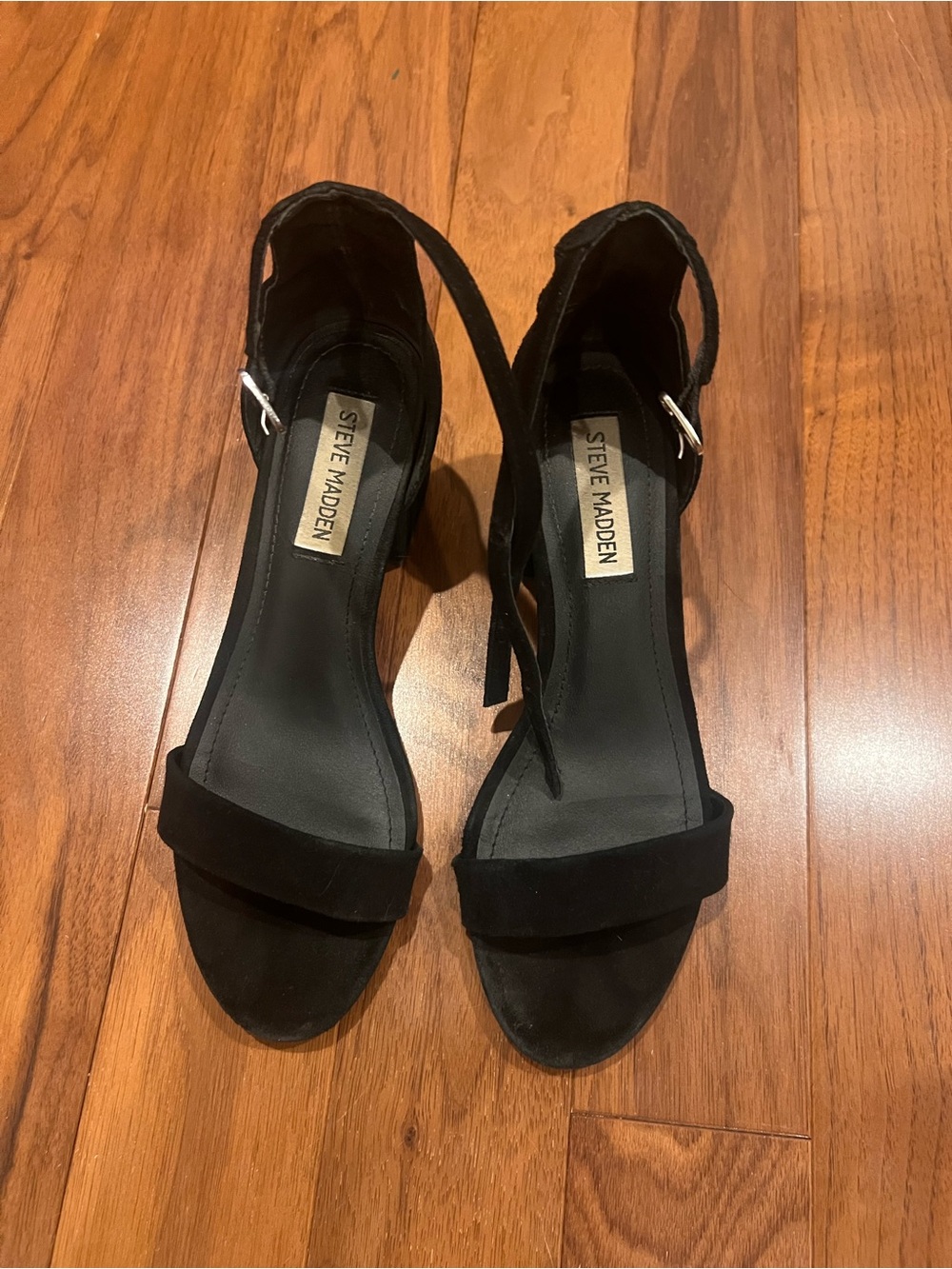 Steve Madden Black Suede Open-Toe Ankle-Strap Heels size 7
